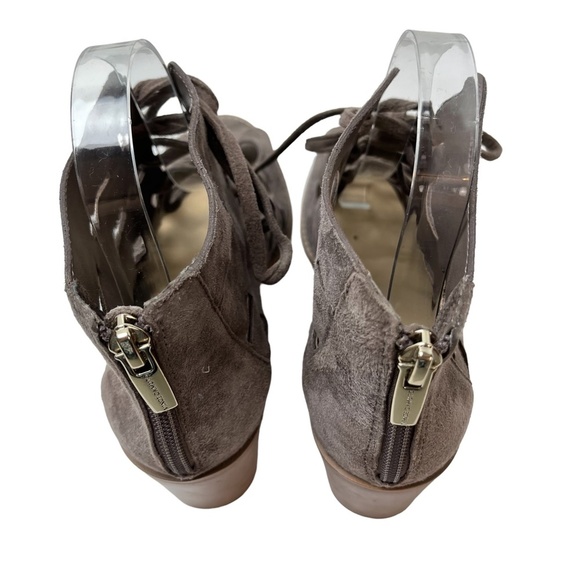 VINCE CAMUTO Genuine Leather Suede Chunky Block High Heels Gray Ankle Boots 9.5 - Picture 7 of 16